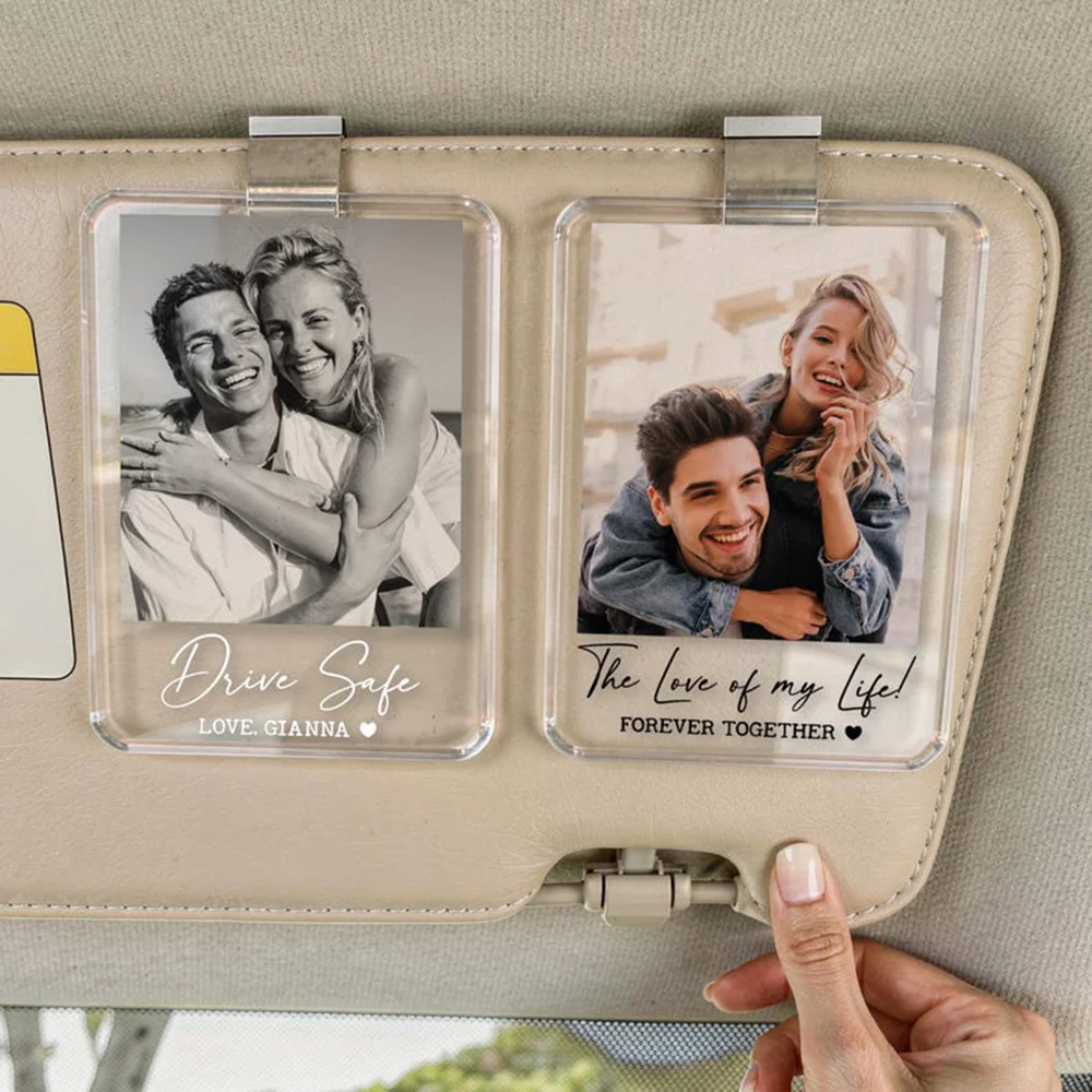 

Custom Couple Photo Car Visor Clip Drive Safe I Love You Personalized Car Interior Decoration Sweet Valentine Gift For Lover