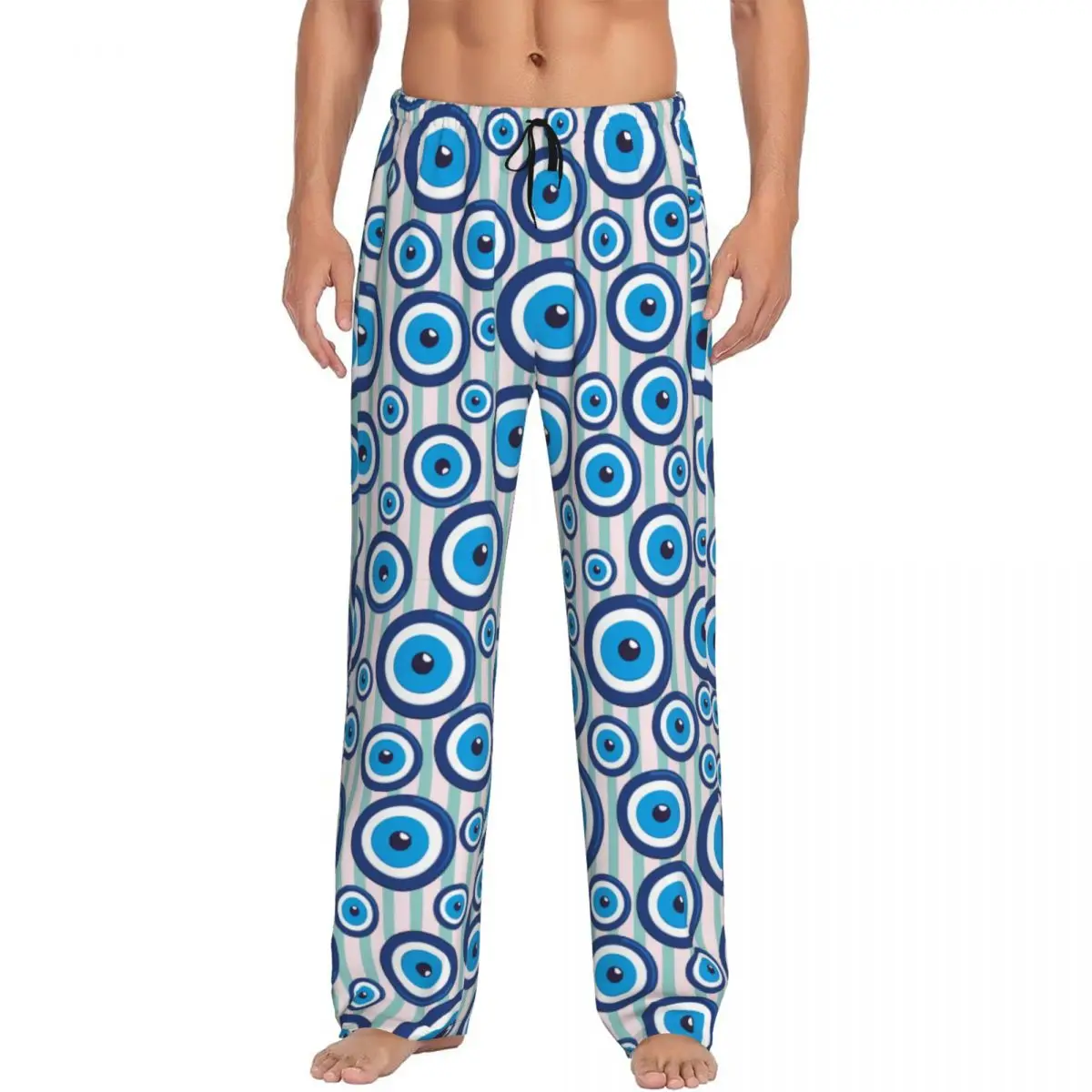 

Custom Printed Men Turkey Evil Eye Symbol Pattern Nazar Amulet Pajama Pants Sleepwear Sleep Lounge Bottoms with Pockets