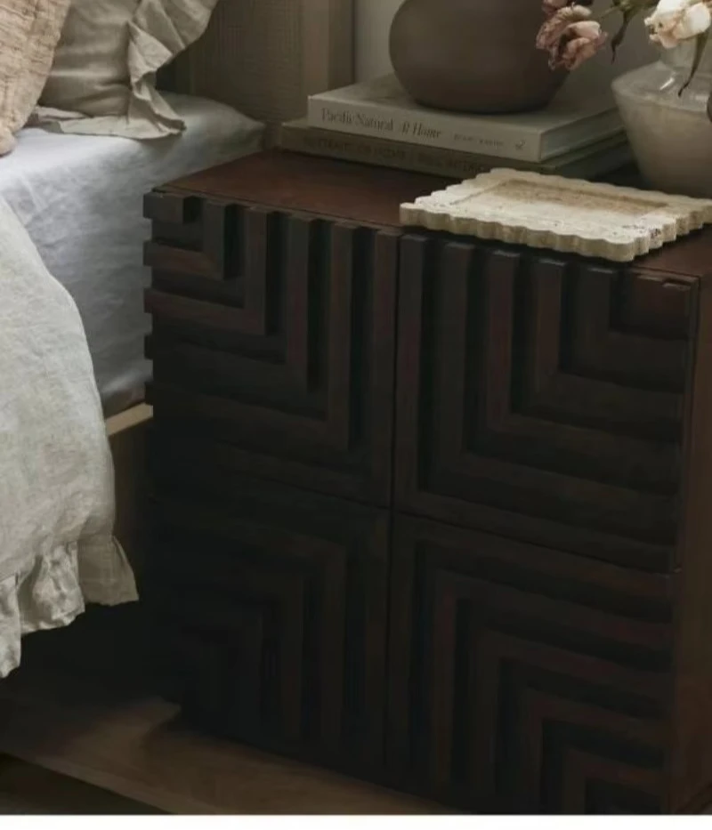 Retro solid wood bedside table creative locker high cabinet home