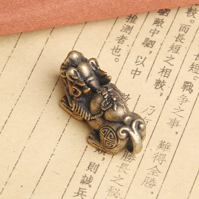 Brass Gourd Pixiu Keychain Pendant Lucky Fortune Wealth Auspicious Beast Pendant Cultural Plaything