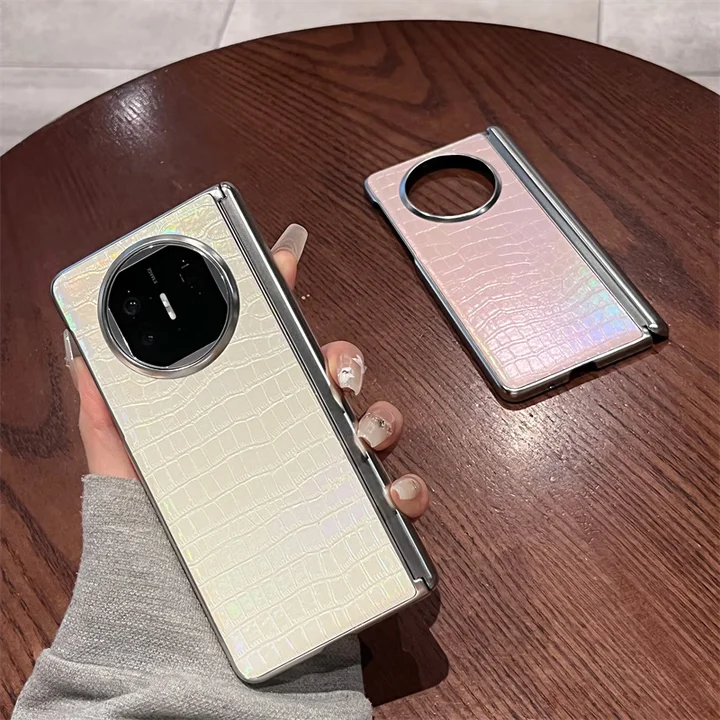 

Чехол для телефона Huawei Mate X6 X3 X5, натуральная кожа, жемчужный крокодиловый узор, гальванический шарнир, складной розовый защитный чехол