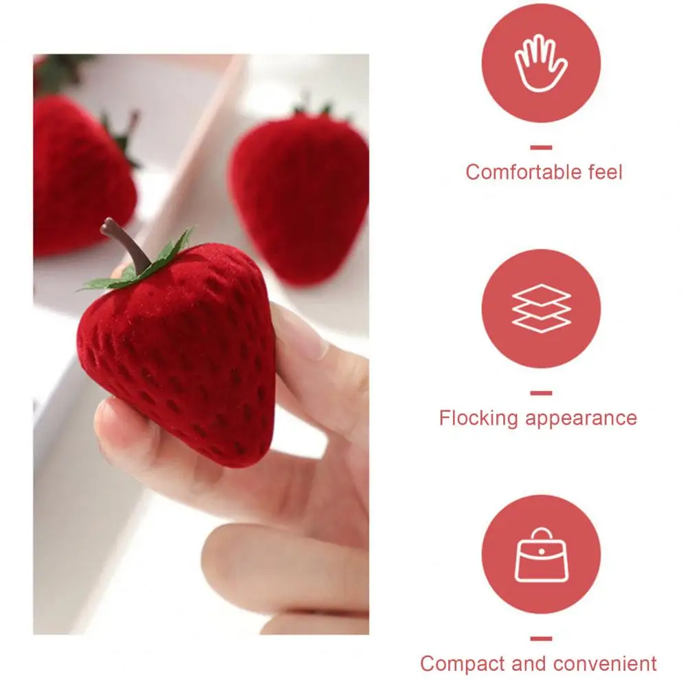 Jewelry Storage Box Strawberry Shaped Ring Box Set Exquisite Jewelry Storage Case with Soft Lining Earring Ring Gift Display