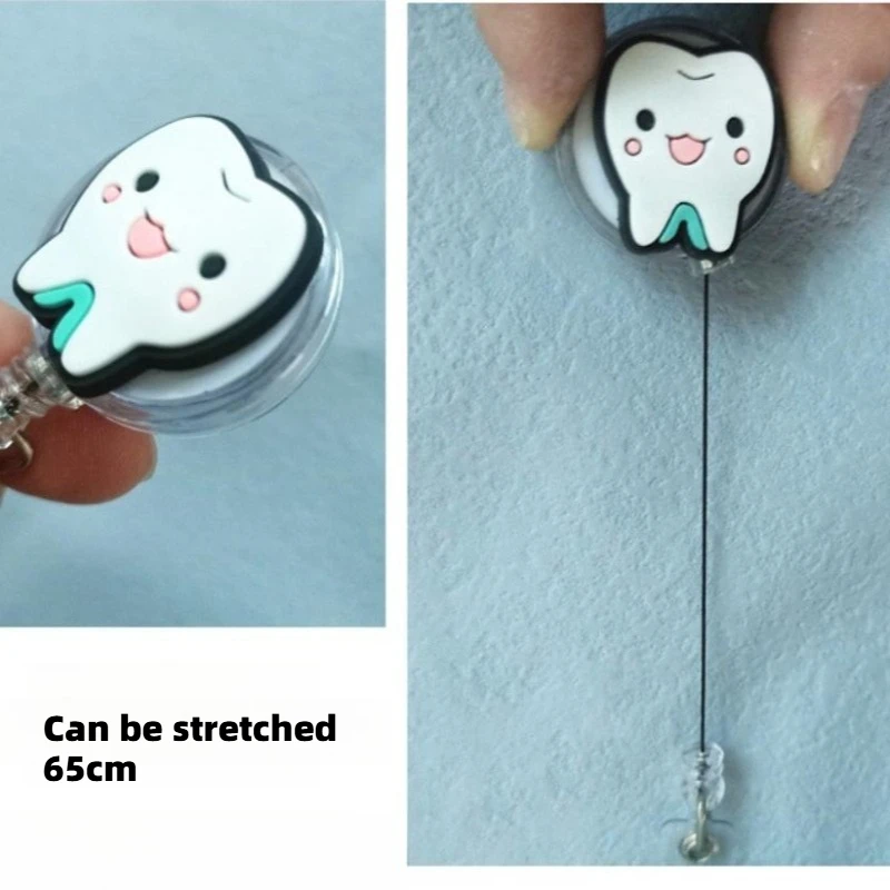 

30Pcs Dentist Teeth Badge Holder Teeth Shape Name Tag Retractable Badge Reel Cartoon Chest Card ID Card Holder Name Card