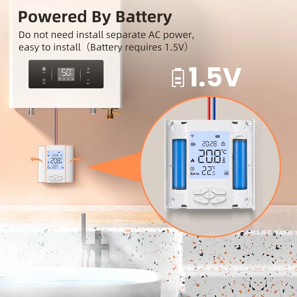 AVATTO Tuya ZigBee Smart Thermostat Low Power Battery Version For Water Gas Boiler/Valve Actuator Works With Alexa Google Home