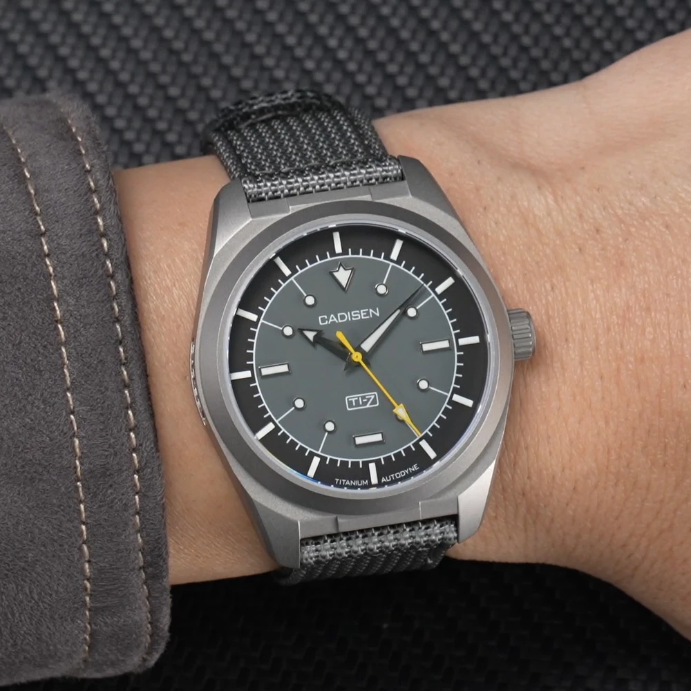 CADISEN TI-7 Autodyne Titanium Steel Automatic Mechanical Canvas Wristwatch Japan MIYOTA 8215 100M Waterproof Gift Man Watches