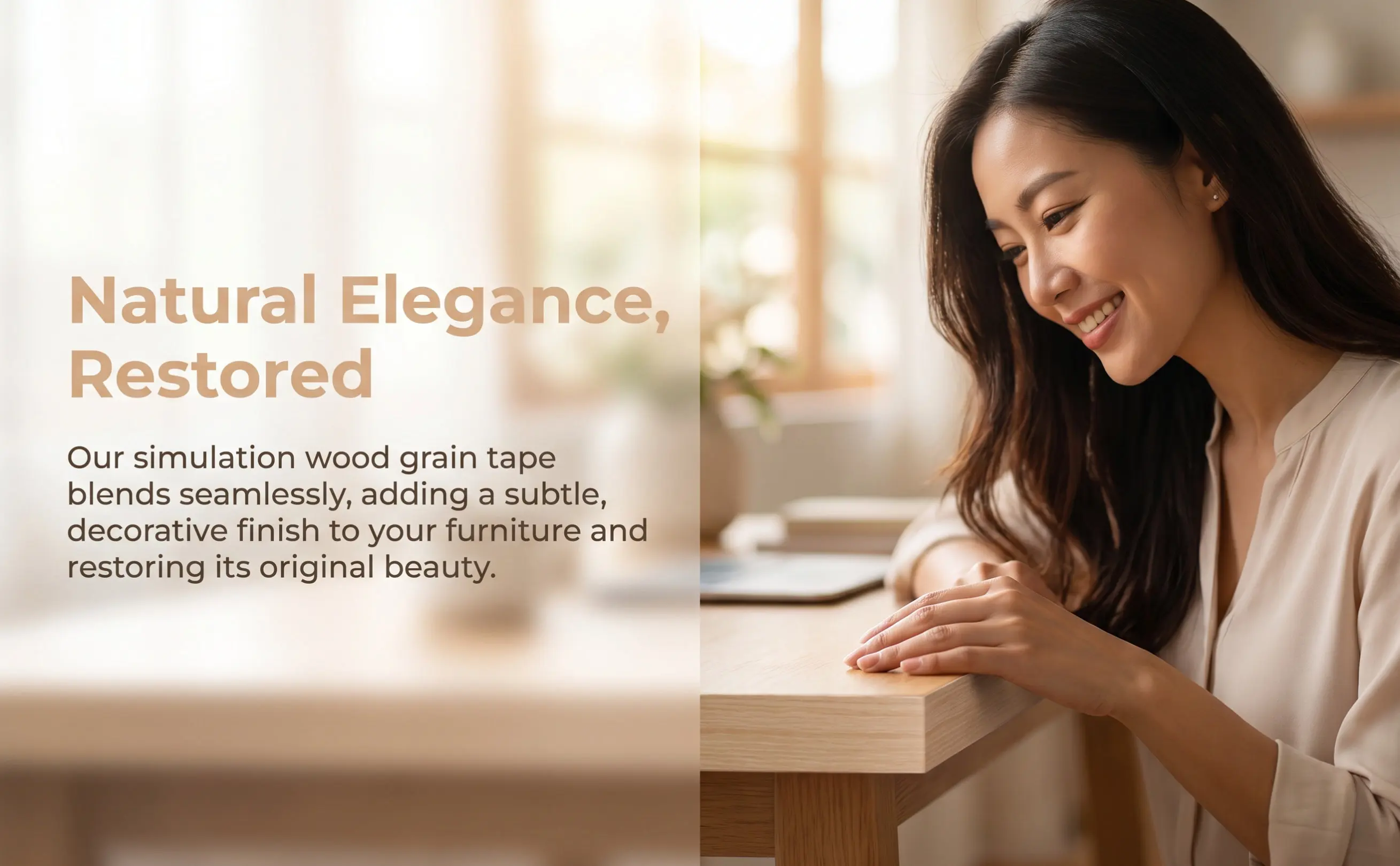 Simulation Wood Grain Self-Adhesive Edge Trim Tape for Furniture Cabinets Doors Windows Stairs Countertops Seam Hiding