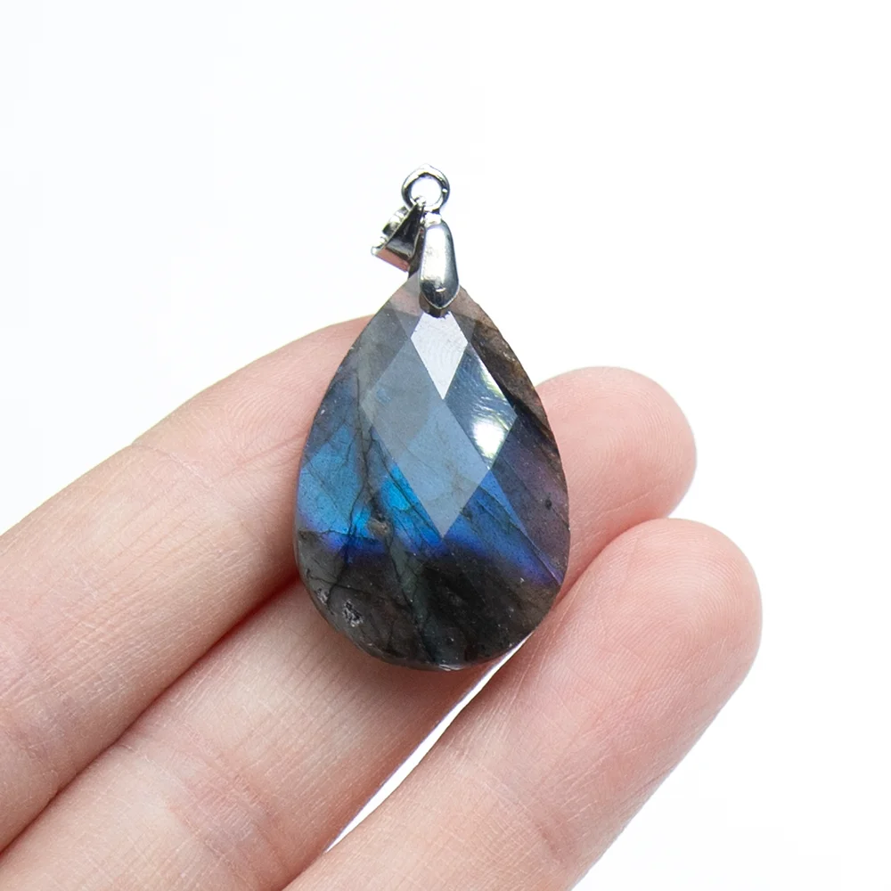 المتاحة في 2 أحجام قطرة الماء شكل الحجر الطبيعي حبة قلادة اللابرادوريت على الوجهين الأوجه حبة عقد دي اي واي أقراط 1 قطعة