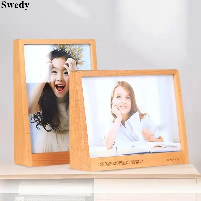 7 Inch 127x178mm Solid Wood Wedding Baby Photo Picture Frame Menu Paper Price List Table Acrylic Sign Holder Display Stand