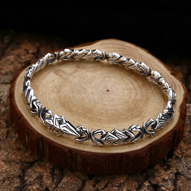 

925 sterling silver bracelet personality bloody keel bracelet splendid trendy Thai silver vintage distressed ornament