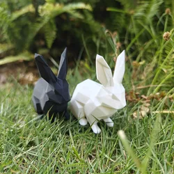 1 3D printed black and white dual color rabbit, creative home decoration accessory, home office desktop creative ornament