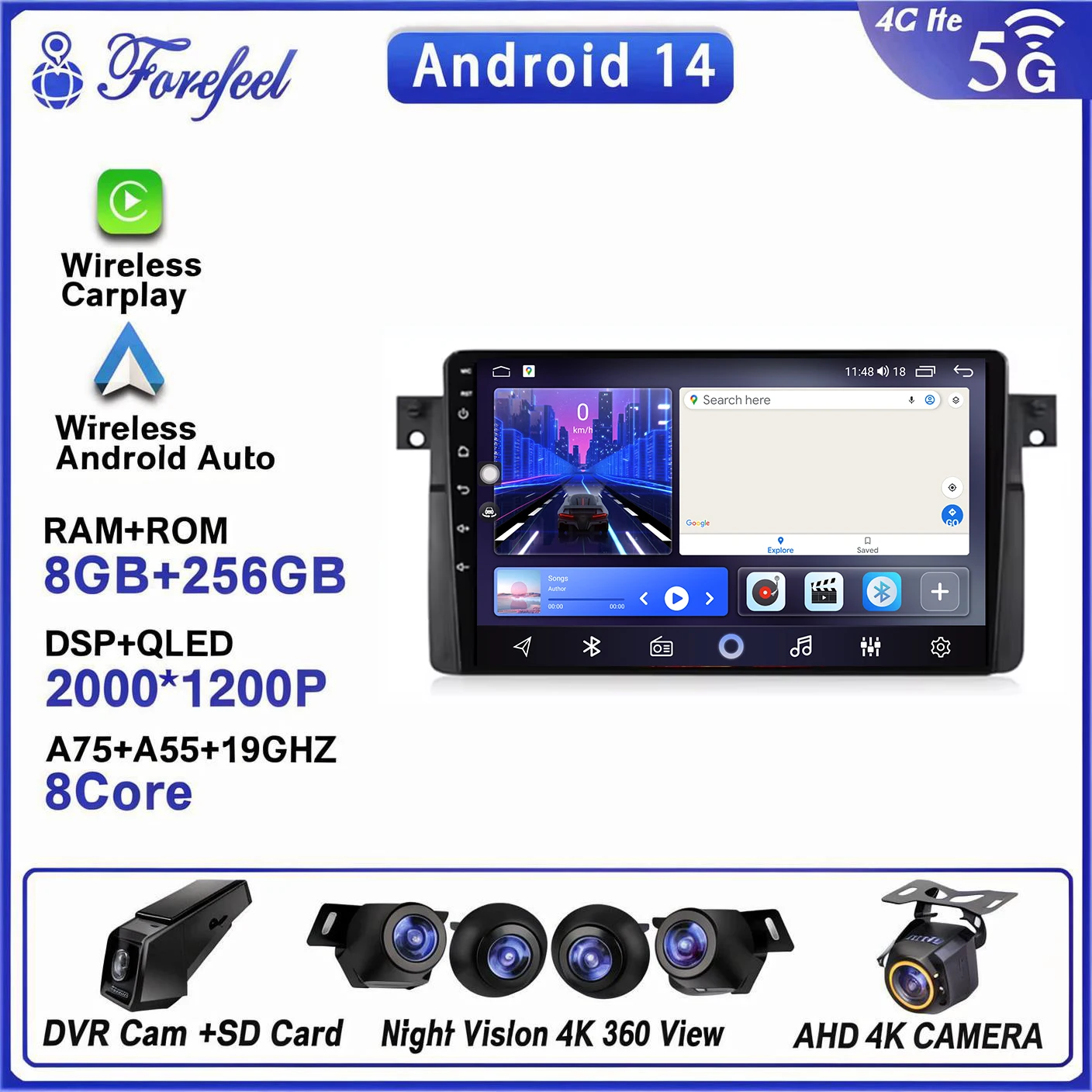 

Android 14 Carplay Auto For BMW E46 M3 1998-2006 Car Radio Multimedia Video Player 2Din 4G+WIFI GPS Navigation Head Unit Stereo