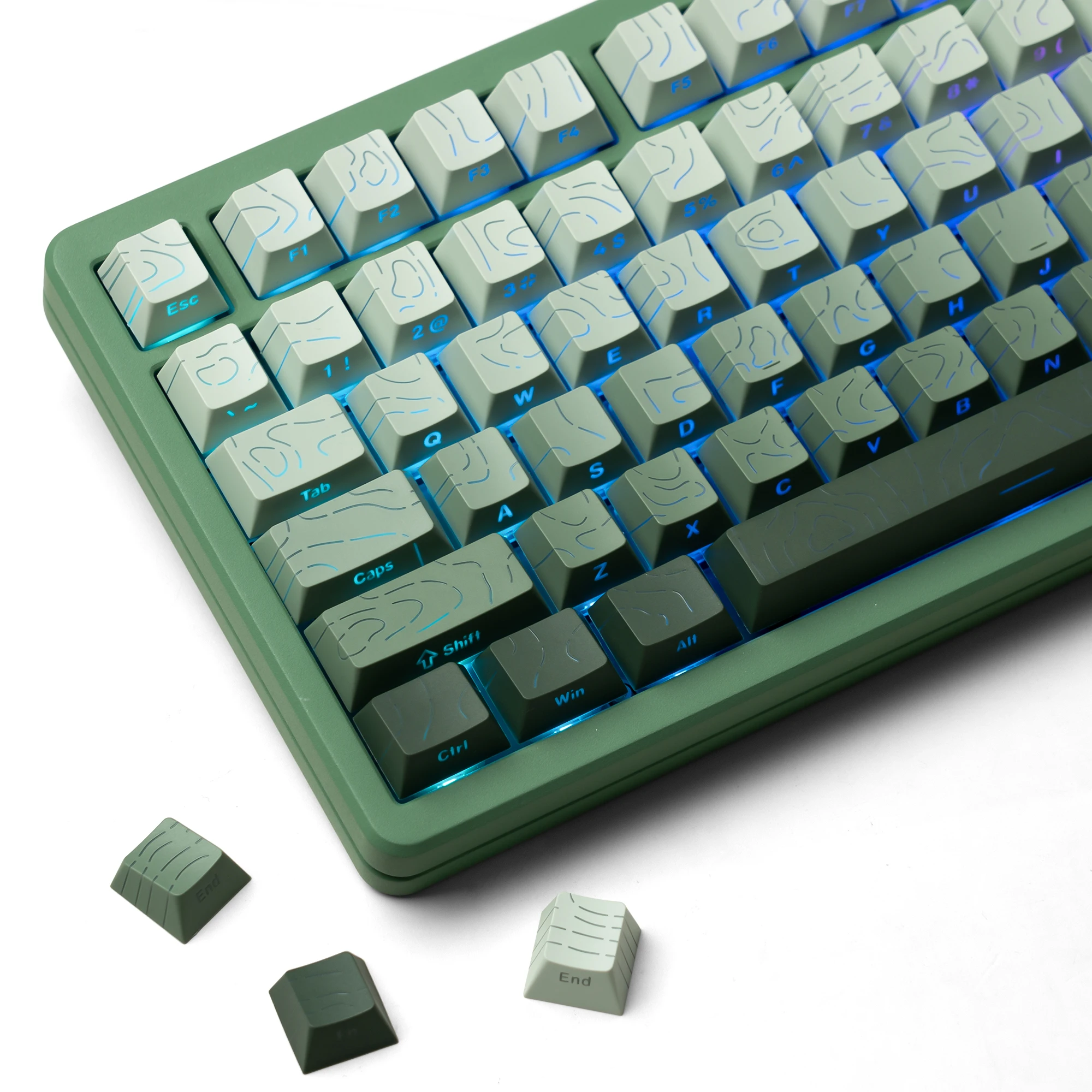 

134 Keys Seaweed Contour Side Printed RGB Backlit Keycaps Cherry Profile Double Shot PBT Keycaps for MX Switches Gaming Keyboard