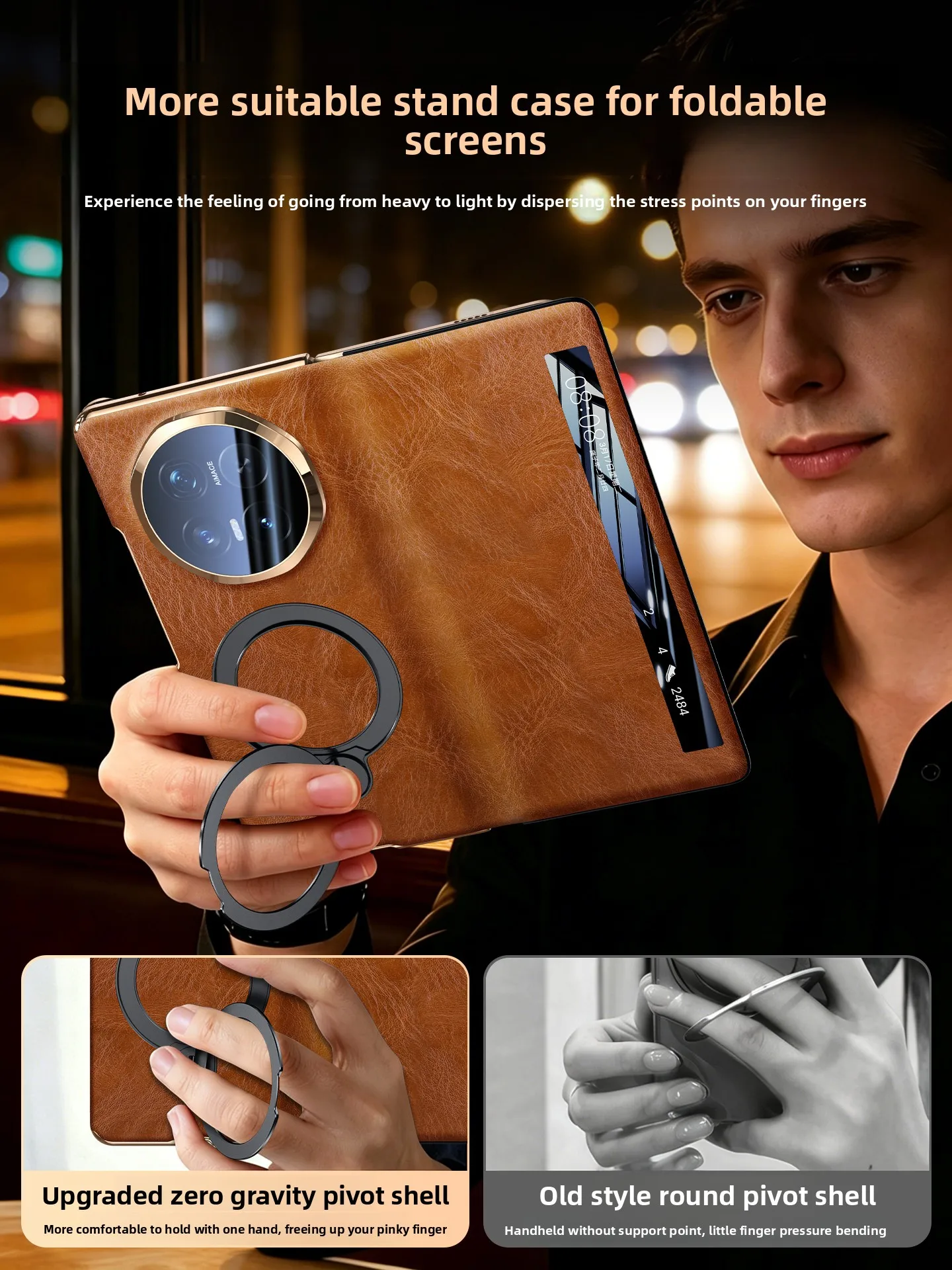 

For magsafe magnetic wireless charging for honor magic v6 case Dual center axis protective rotate stand smart flip leather case