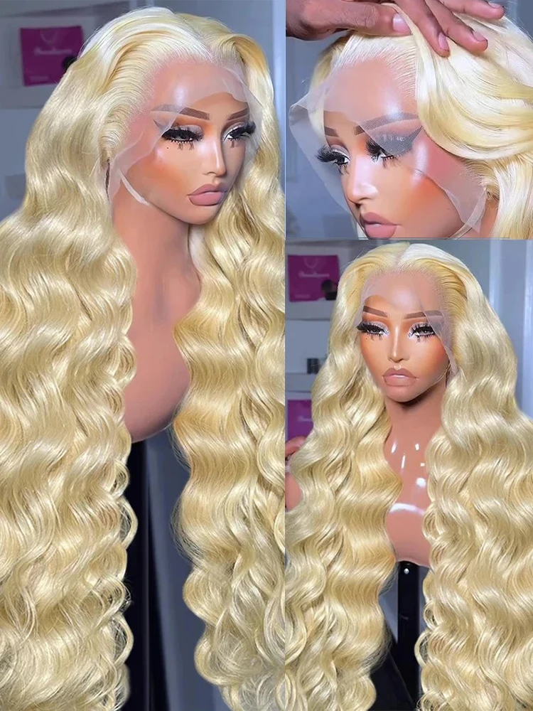 613 Honey Blonde Body Wave 13x6 Lace Front Human Hair Wigs For Women Brazilian Preplucked 613 Colored 13x4 Lace Frontal Wig