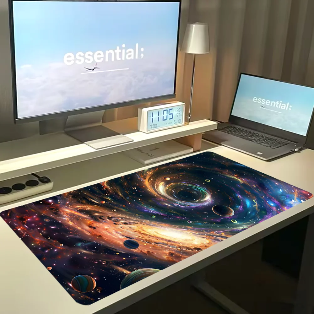 Mouse Pad Large Table Pad for Computer Galaxy Design Mousepad With Non-Slip Rubber Base Stitched Edge Deskpad PC Desk Mat