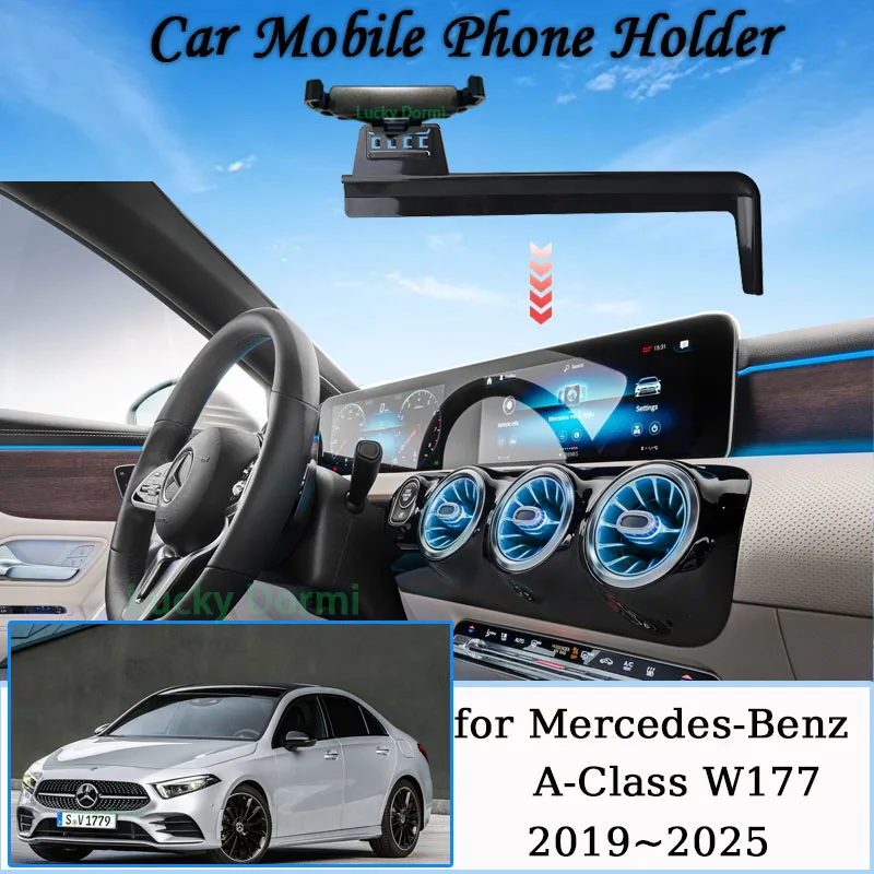 

For Mercedes Benz A Class W177 2019~2025 Screen Car Mobile Phone Holder Bracket Gravity Mount Wireless Charger Stand Accessories
