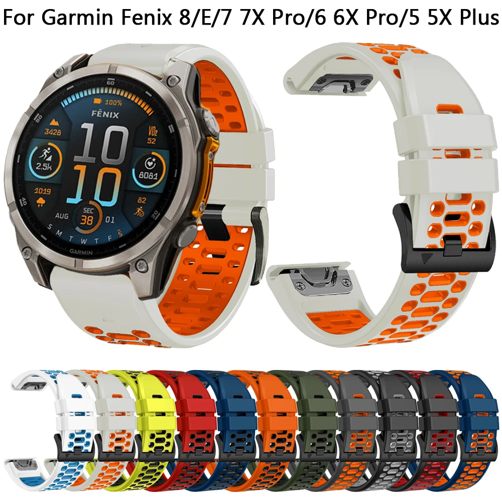 For Garmin Fenix 8/E/7X 7 Pro/6X 6 Pro/5X Plus Strap 22mm 26mm Bracelet Epix Gen 2 47/51mm Enduro 3 955 Silicone Band Accessory