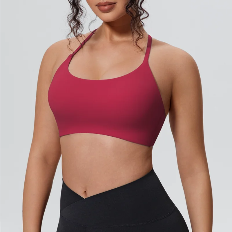 Female U Shaped Back Sports Brassiere Thin Strap Seamless Wireless Soft Support Fitness Training Daily Comfort Sports Underwear