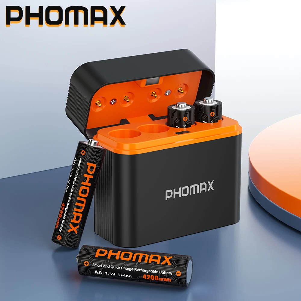 

PHOMAX 1.5V Lithium Rechargeable Batteries+Charger AA/AAA 4200mWh/1100mWh Li-Ion Battery For Microphone Toys Electric toothbrush