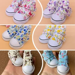 Tilda 6cm Mini Shoes For Paola Reina Doll,Fashion Mini Toy Canvas Shoes for 1/4 Doll Footwear Floral Adorable Dolls Accessories