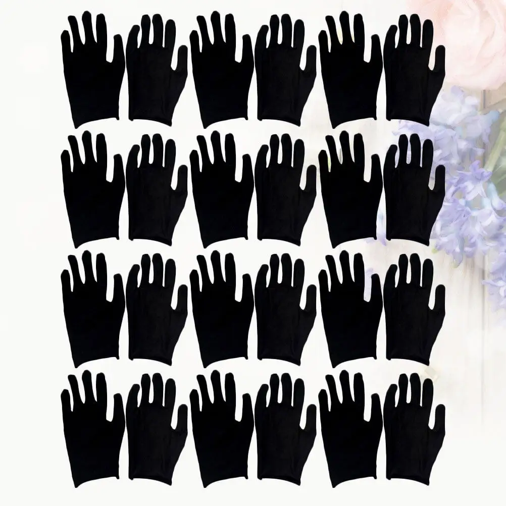 12Pairs Black Cotton Safety Work Gloves Anti-Skid Wear-Resistant Breathable Cut-Proof Protection Gloves for Men Women Labor Jobs