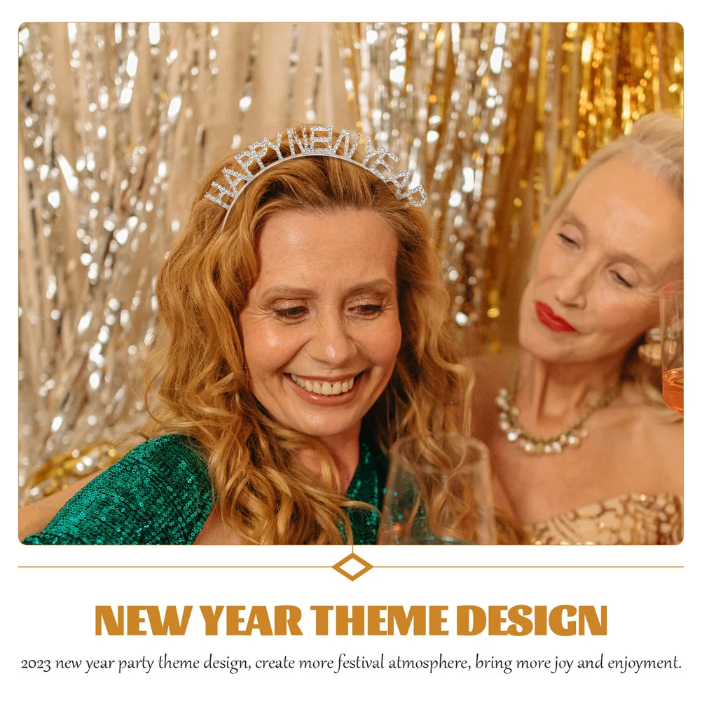

2Pcs New Year Hair Hoops Rhinestone Headbands Festival Party Photo Booth Hair Accessories New Years Tiara Women Hairband