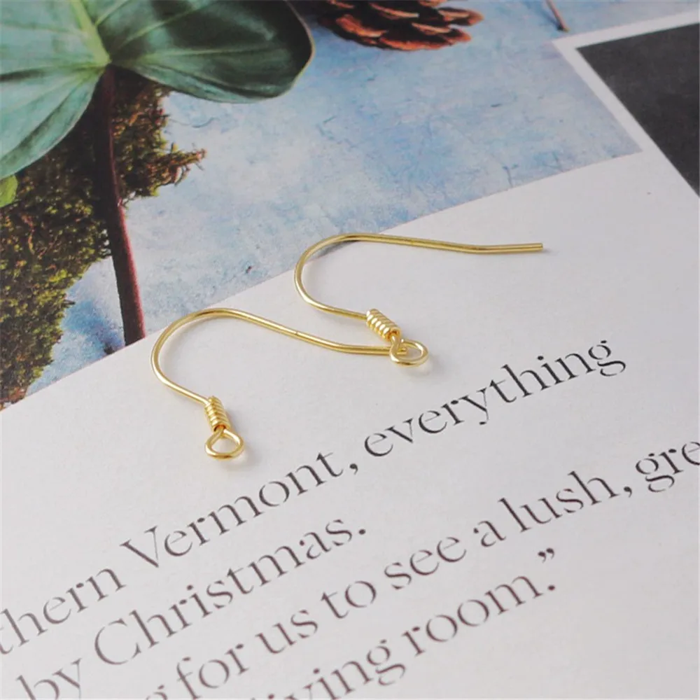 

S925 Sterling Silver Gold-Plated Ear Hook, Handmade DIY Earrings Accessories, Anti-allergic Ear Hook, Basic Jewelry Material