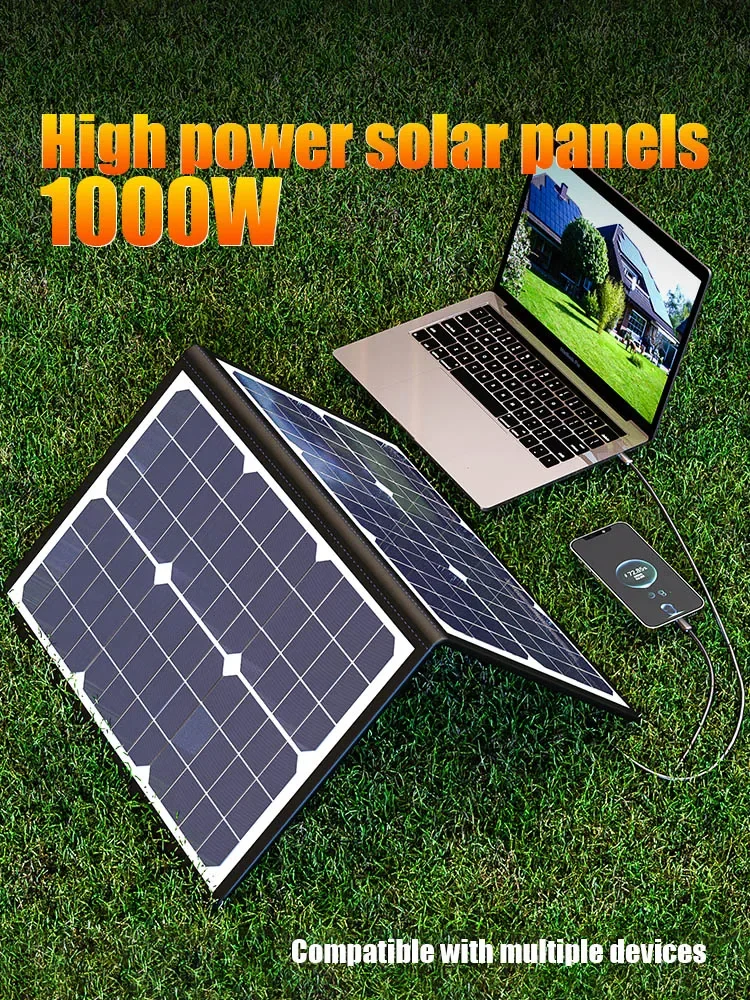 1000W  Solar Panel Kit Complete Camping Foldable Solar Power Station Portable Generator Charger 18V for Car Boat Caravan Camp