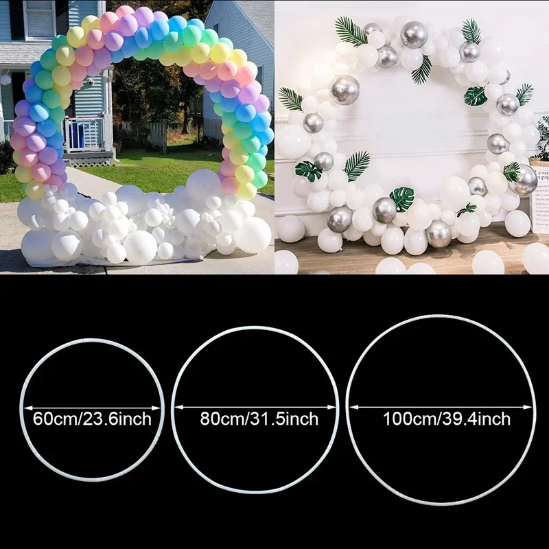 60/80/100cm plastic artificial flower wreath frame wedding decoration DIY arch bow balloon flowers garland Christmas party decor