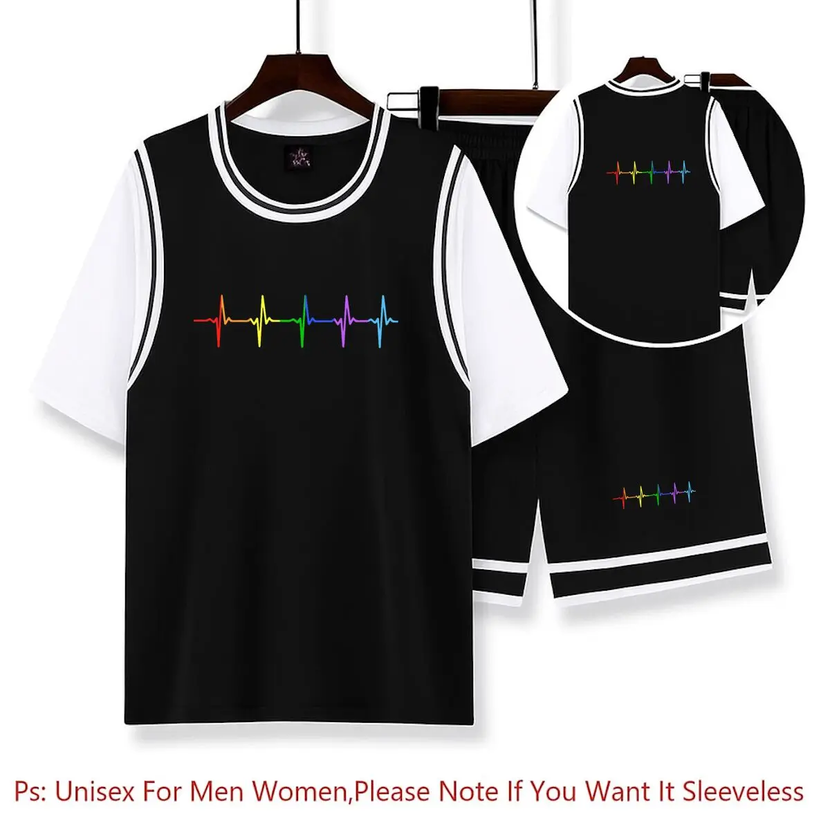 

Rainbow Pulse Hearbeat ЛГБТ гордость месяц лесбиянки геи бисексуалы трансгендерные баскетбольные рубашки комплекты унисекс быстросохнущая футболка стиль