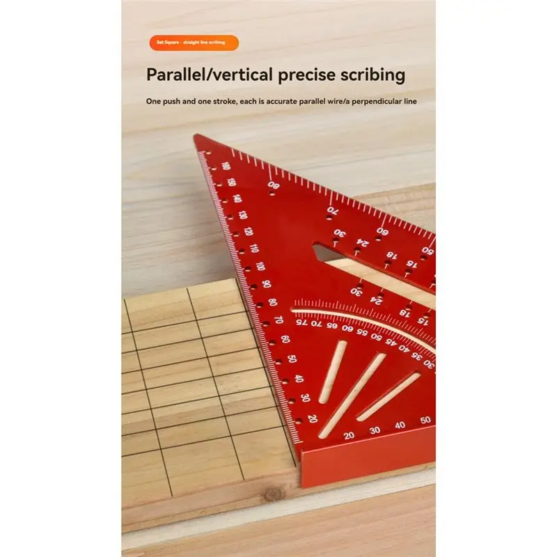 VOFUN-Woodworking Triangle Ruler Aluminum Alloy Woodworking Special Right Angle Ruler 7Inch Metric 90 Degree Angle Ruler