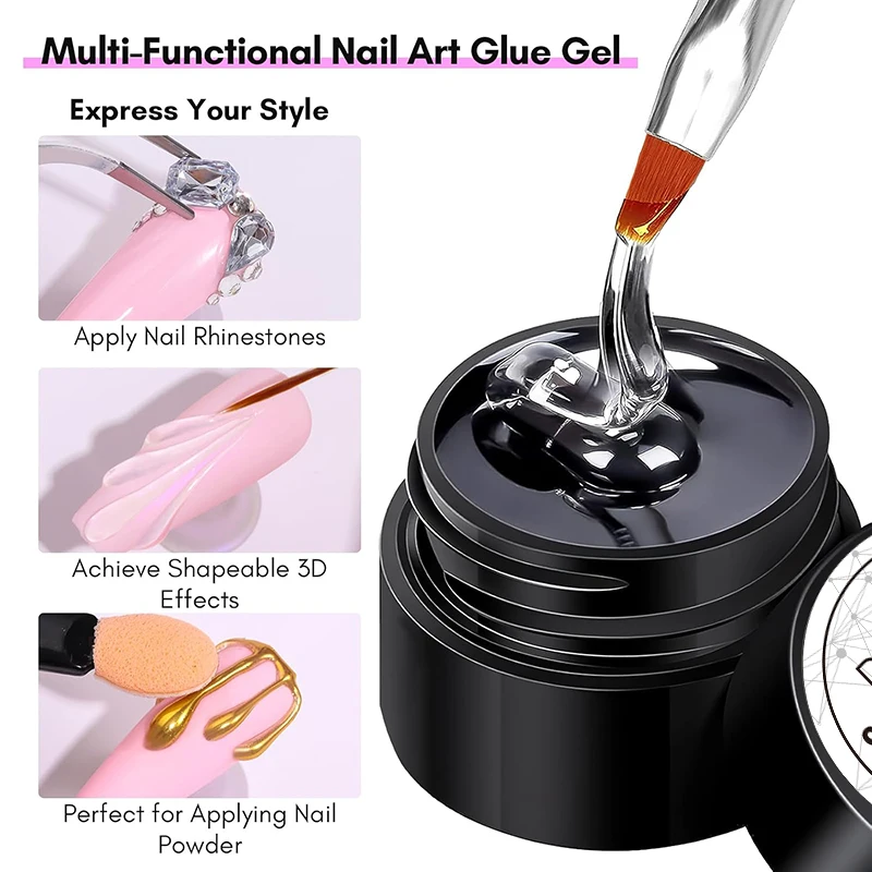 PUENTE Super Diamond Gel Glue No Wipe Mocny Klej Żelowy Diamentowy Przezroczysty Żel do Paznokci 3D UV do Dekoracji Paznokci