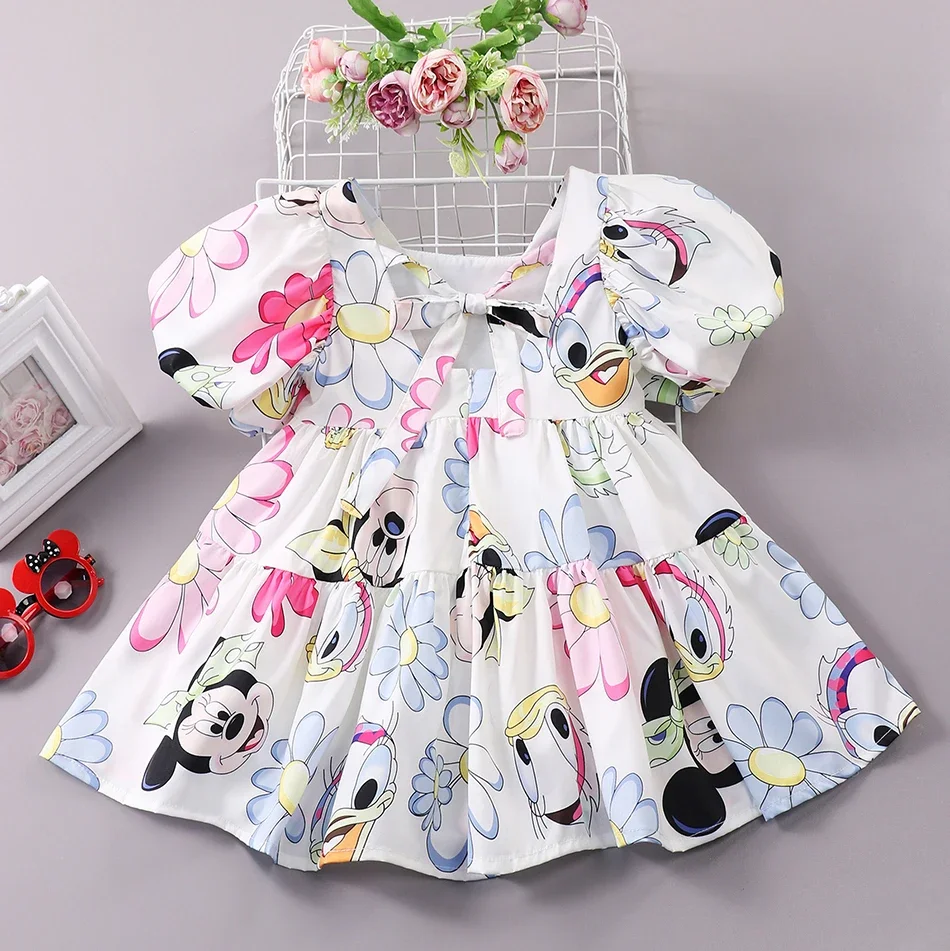 2024 Little Girls Mickey Minnie Mouse Daisy Sweet Casual Dress Cute Girls Clothing Summer Kids Fancy Infant Costume