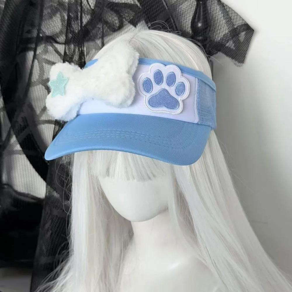 

Girl's Sweet Style Caps Kawaii Hats Plush Bone Claw Open Top Sun Hat Subculture Cute Lolita Style Y2k Fashion Summer Sun Hat