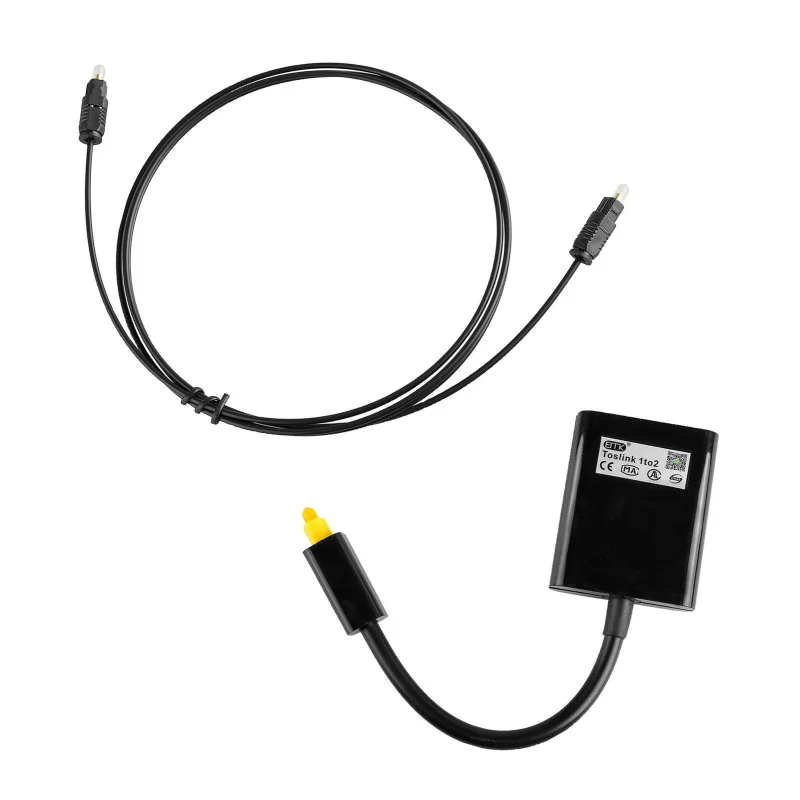 Z Toslink Digital Audio Splitter 1 Input 2 Port Adapter SPDIF Fiber Optic Cable
