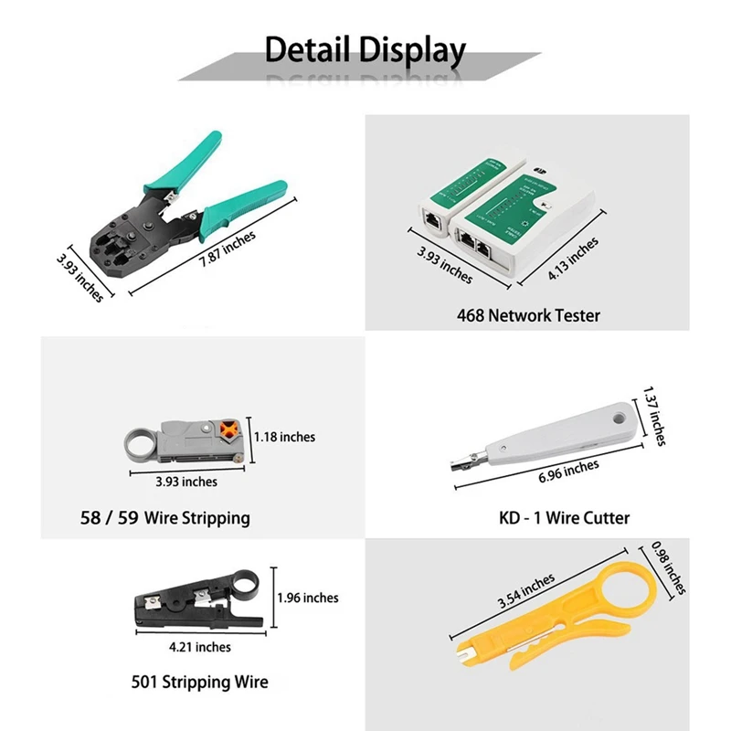 11Pcs Network Tester Network Cable Clamp Combination Kit Crimping Pliers Stripper Portable Network Repair Tool