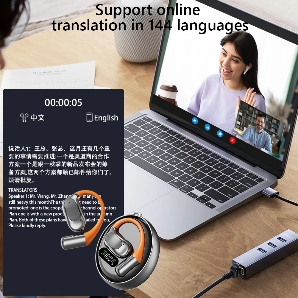 144 Languages Translator Earbuds AI Real Time Translation Headphones Wireless Bluetooth Translator Earphones for Travel Business