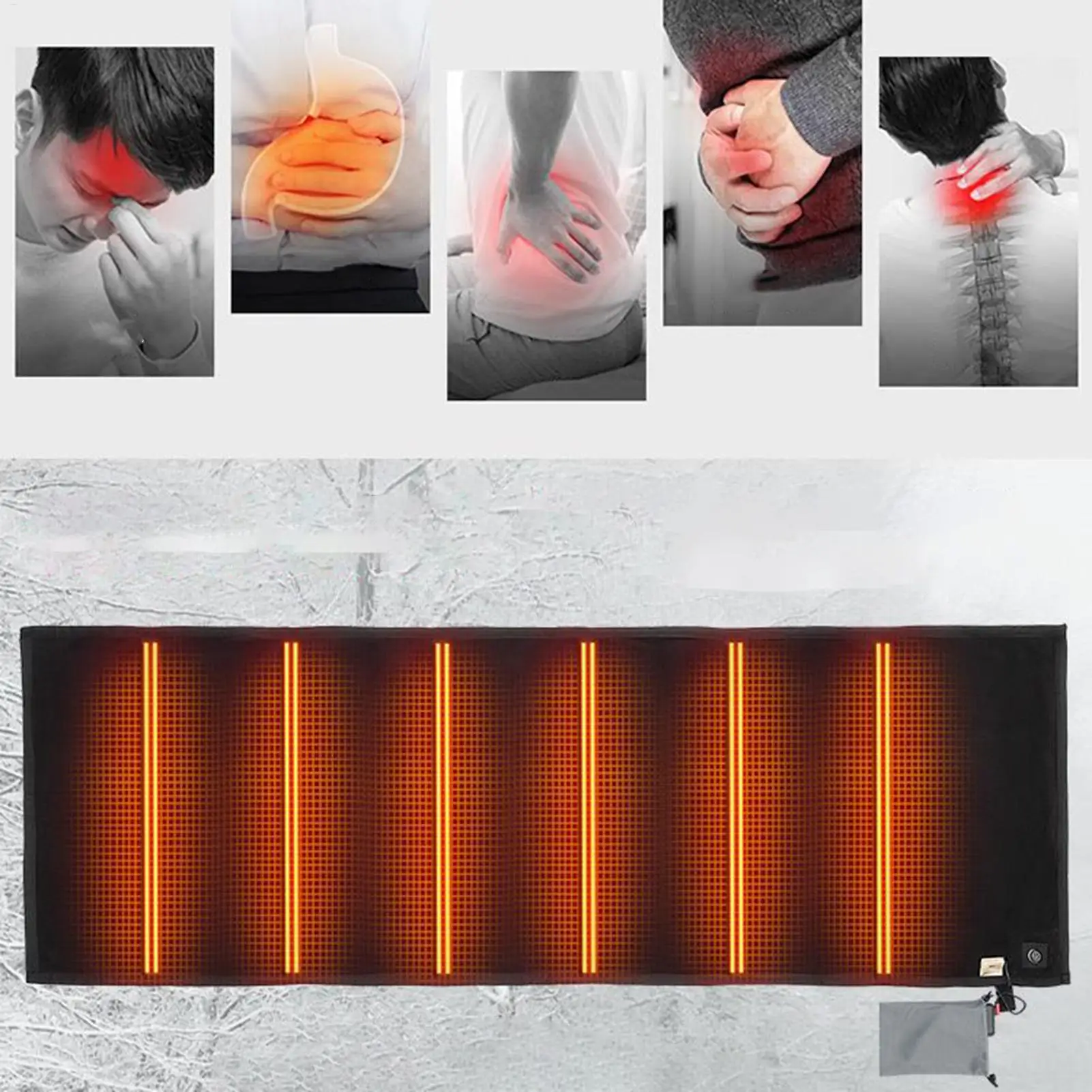 في الهواء الطلق USB التدفئة بساط نوم طوي العزل الدافئ التخييم ساخنة النوم فراش قابل للتعديل كيس النوم حصيرة بطانية #3