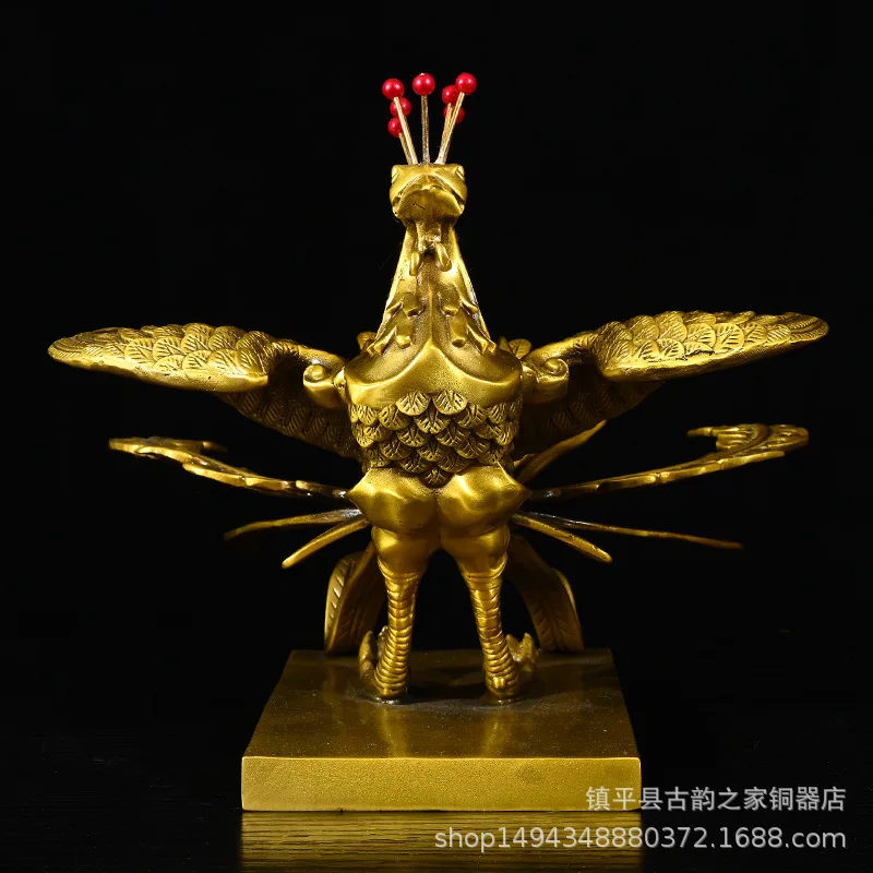 Ornament Brass Han Lucky Charm Living Room Office Dragon and Phoenix Auspicious Craft Gift