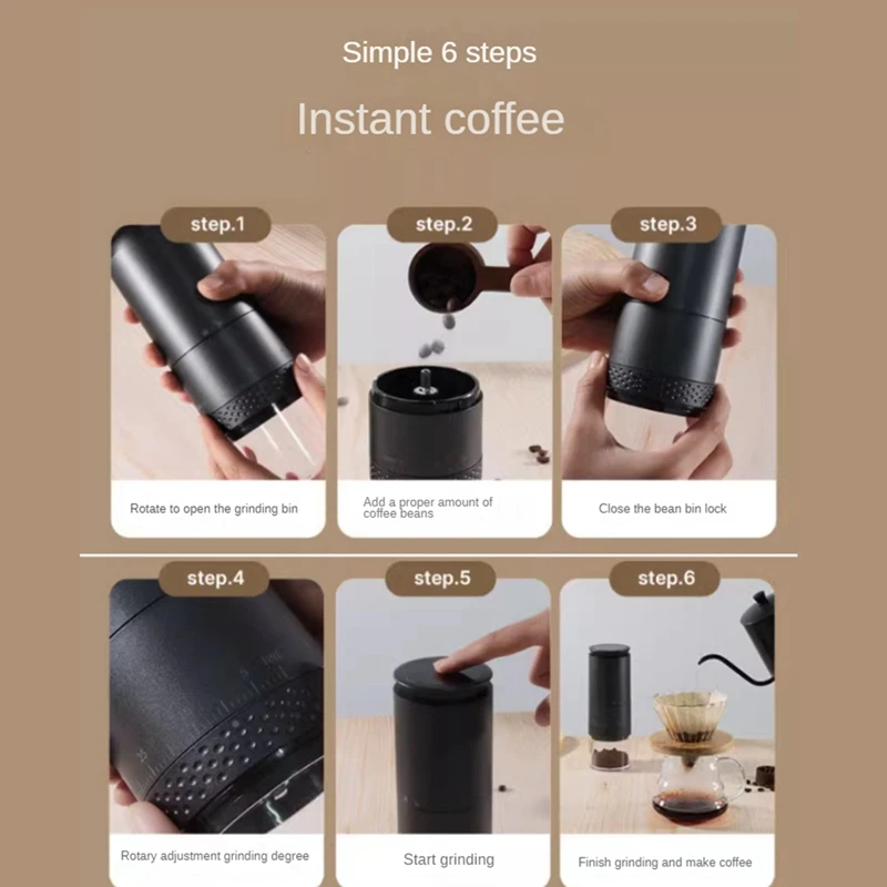 Electric Coffee Grinder With External Adjustment USB Coffee Grinder Automatic Coffee Bean Grinder For Office 1500Mah