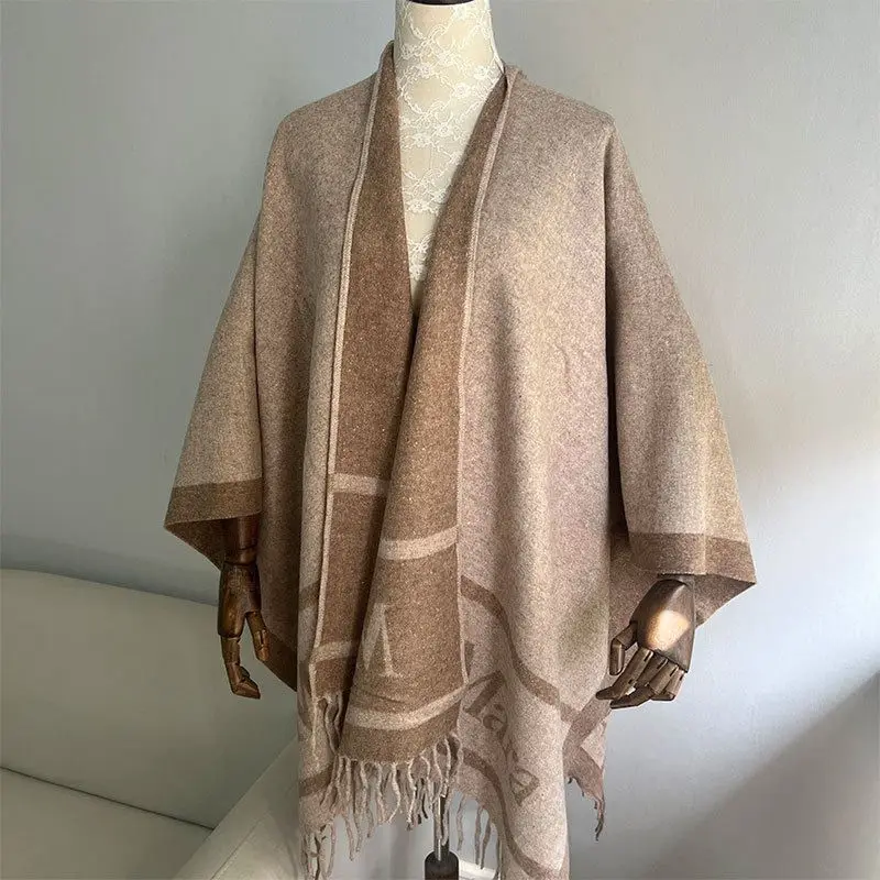 

Теплый шерстяной женский шарф, накидка-накидка с цветочной вышивкой букв, зимняя мода, универсальный вязаный шарф Sli