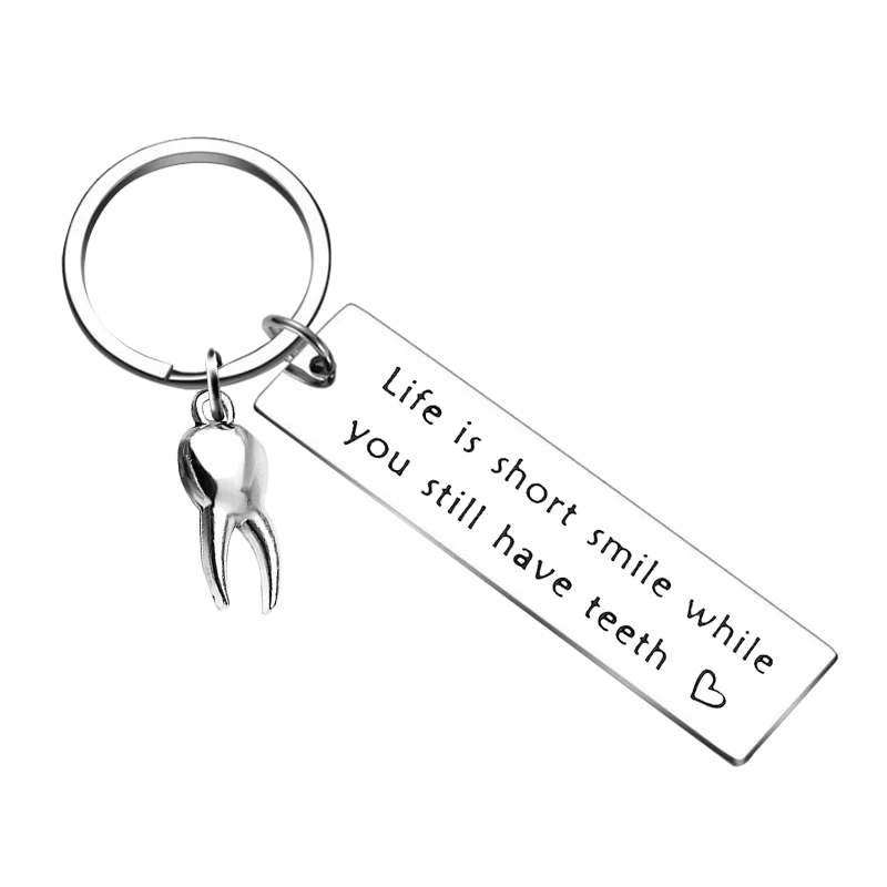 Humour Gift Funny Key Chain Ring Teeth keychains pendant The Elderly Gift