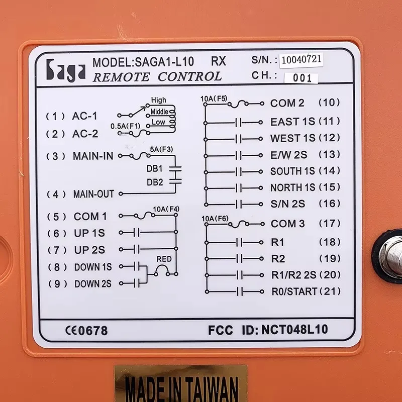 SAGA-L10 433mhz/315mhz 220v/380v Industrial Wireless Radio Remote Control For Crane