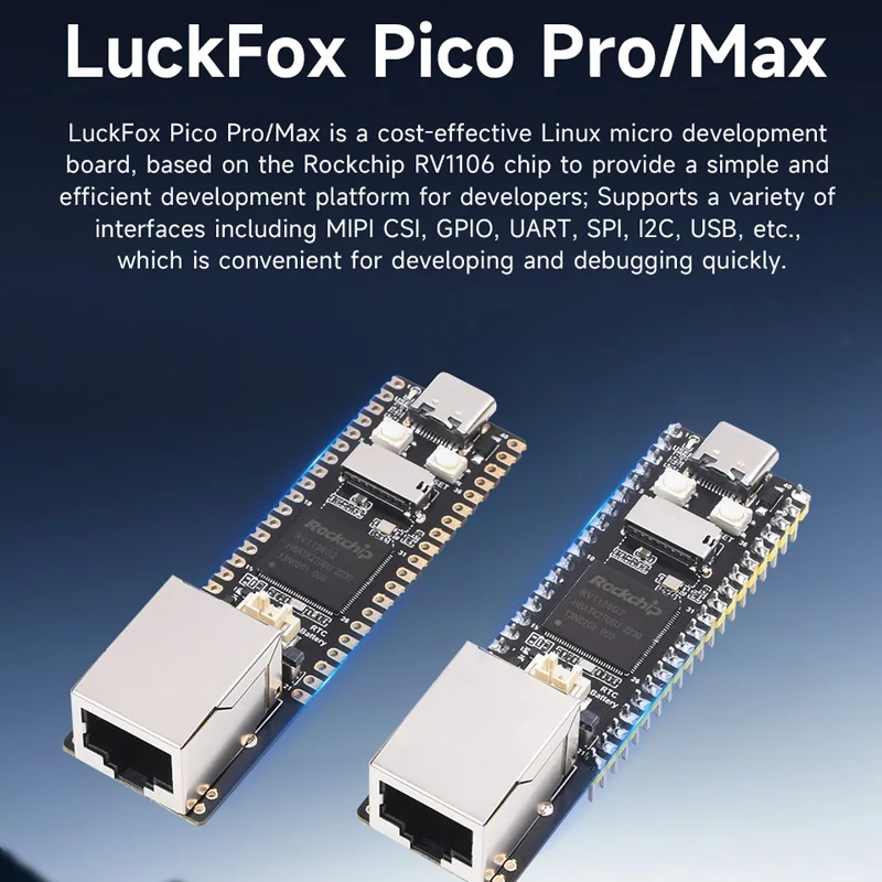 Luckfox Pico Pro / Max Rockchip RV1106 ARM Cortex-A7 Micro Development Board 128MB 256MB DDR3L MIP CSI 2-pasmowy interfejs kamery