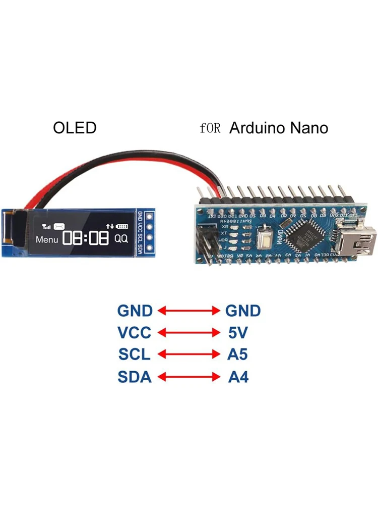 I2C OLED 디스플레이 모듈 0.91 인치 I2C SSD1306 OLED 디스플레이 모듈 Arduino 용 흰색/파란색 I2C OLED 스크린 드라이버 DC 3.3V ~ 5V