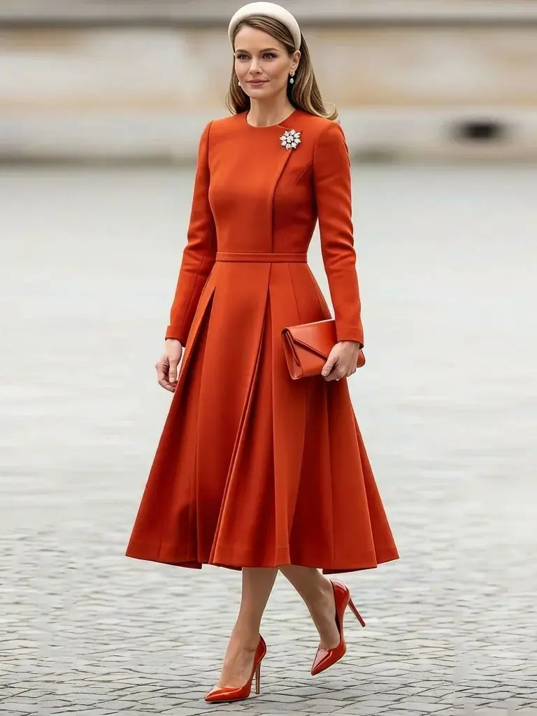 Elegant Mother of the Bride Dresses for Women Long Sleeves A-Line Pleated Wedding Guest Dress O Neck Evening Party Gowns