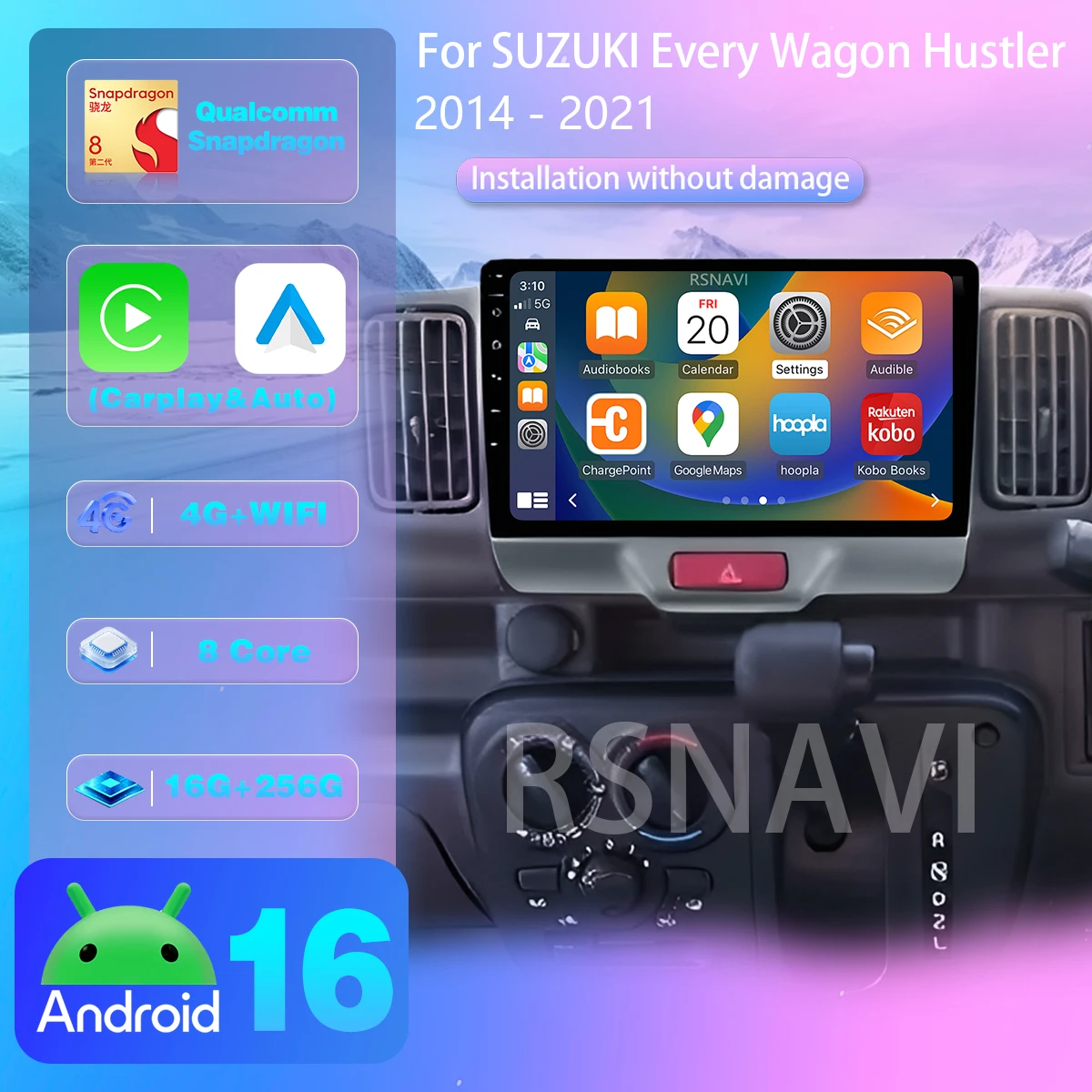 Android 16 Carplay Auto For SUZUKI Every Wagon Hustler 2014 - 2021 GPS Multimedia BT video Car radio steering wheel app control