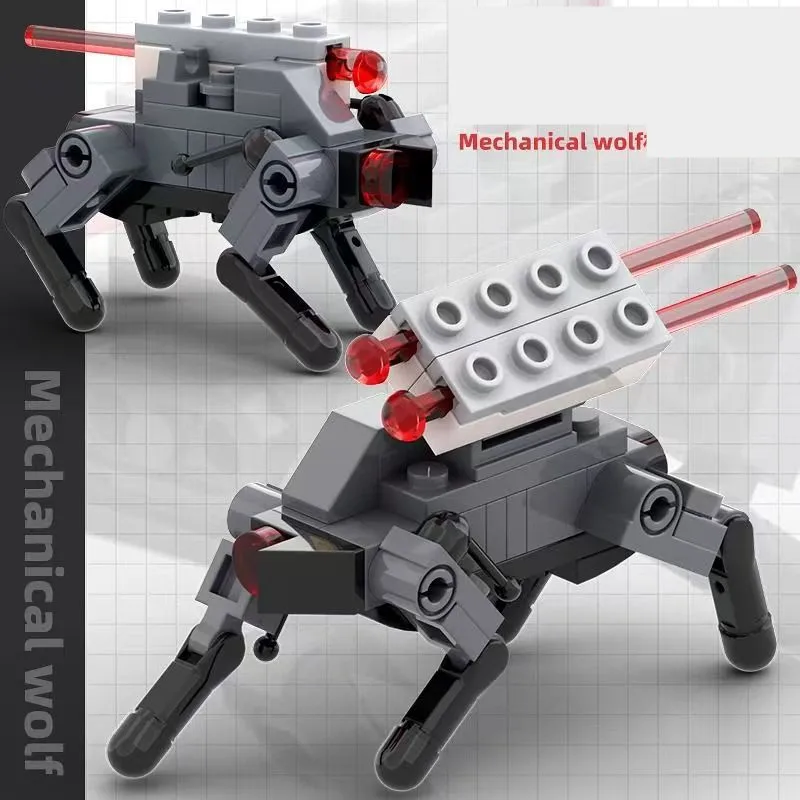Moc Building Blocks Military Combat Machinery Wolf Robot Dog Drone Model Assembly Toy DIY Handmade Assembly of Small Ornaments