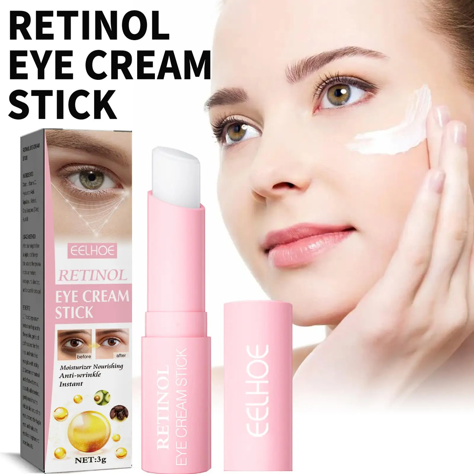 Retinol Eye Cream For Lifting Moisturizing Balm Stick Anti-Puffiness Smoothing Clean Eye Skin Care