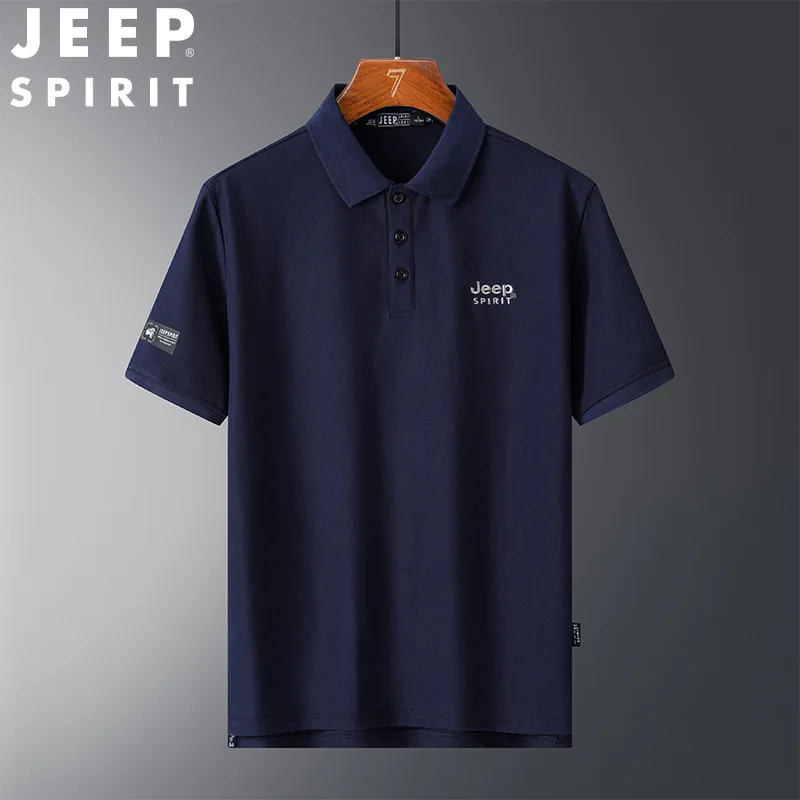 JEEP SPIRIT mężczyźni bawełna koszulka POLO z krótkim rękawem koszula lato solidna koszulka Polo Slim Fit Casual Business wygodne oddychająca